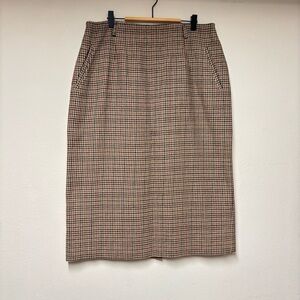 Lands' End Houndstooth Wool Pencil Skirt